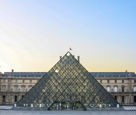 Glass pyramid at dawn